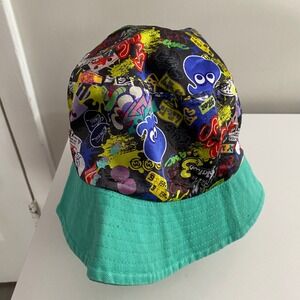 Nintendo Splatoon Bucket Hat Mens OSFM Teal Green Excellent Reversible Graphic